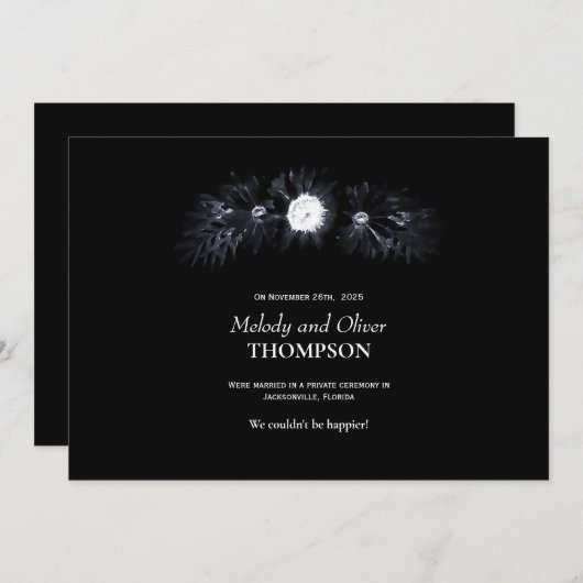 の結婚発表Moody Blackフローラ 案内状 (正面/裏面)