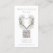 の結婚登録花モダン付きハート 名刺 (裏面)