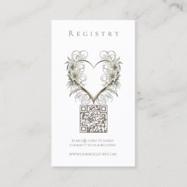 の結婚登録花モダン付きハート 名刺