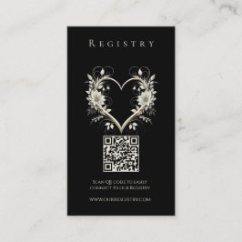 の結婚登録花モダン付きハート 名刺