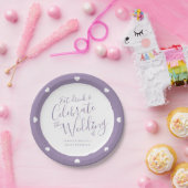 の結婚白いスクリプトと紫のハート紙プレート ペーパープレート (パーティー)