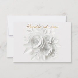 の結婚白いバラの花束 出欠カード