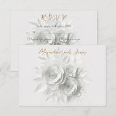 の結婚白いバラの花束 出欠カード (正面/裏面)