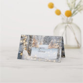 の結婚白い樺の木の木の冬のラかわいらしイト プレイスカード (裏面)