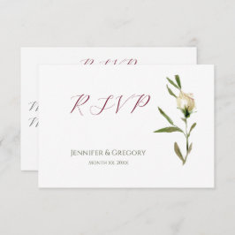 の結婚白い水の色のバラRSVP 出欠カード