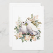 の結婚白い鳩の水色 招待状 (正面/裏面)