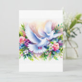 の結婚白い鳩の水色 招待状 (スタンド正面)