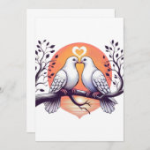 の結婚白い鳩 招待状 (正面/裏面)