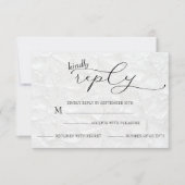 の結婚白と黒のシンプル 出欠カード (正面)