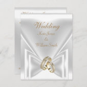 の結婚白エレガント金ゴールドリングや輪 招待状 (正面/裏面)