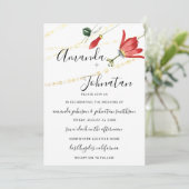 の結婚白モダンフローラアイビー金ゴールド 招待状 (スタンド正面)