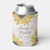の結婚白素朴木シック黄色ひまわり 缶クーラー (缶正面)