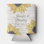 の結婚白素朴木シック黄色ひまわり 缶クーラー (裏面)