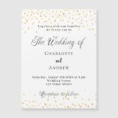 の結婚白金ゴールドハートスクリプエレガントト豪華 マグネット招待状 (正面)