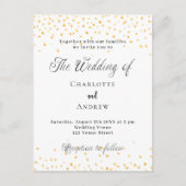 の結婚白金ゴールドハートスクリプエレガントト インビテーションポストカード (正面)