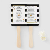 の結婚白黒のストライプ |金ゴールドハートプログラム ハンドファン (正面&裏面)