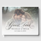 の結婚白黒の書道写真 ゲストブック (正面)