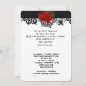 の結婚白黒ツキシード深いレッドローズ2c 招待状 (裏面)