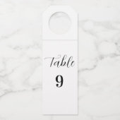 の結婚白黒テーブル番号シンプル ボトルネックタグ (正面)