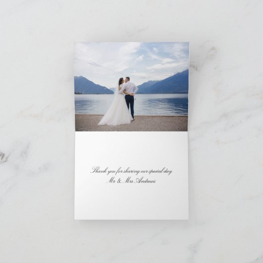 の結婚白黒写真 サンキューカード (内部)