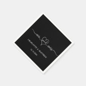 の結婚白黒mr mrsハートスクリプトシンプル スタンダードカクテルナプキン (角)