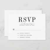 の結婚白黒RSVPカード 出欠カード (正面/裏面)