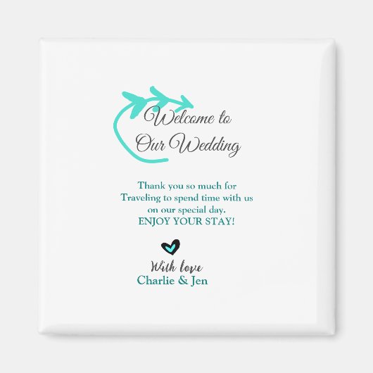 の結婚目的地お祝いへようこそ マグネット (正面)