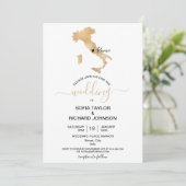 の結婚目的地イタリア金ゴールド可動ハート 招待状 (スタンド正面)