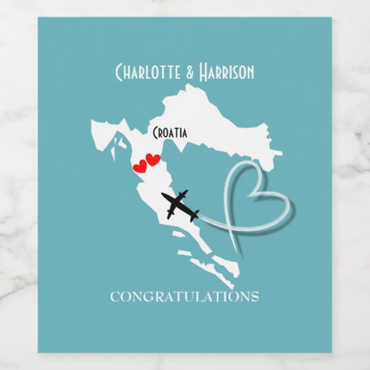 の結婚目的地クロアチア ワインラベル (シングルラベル)