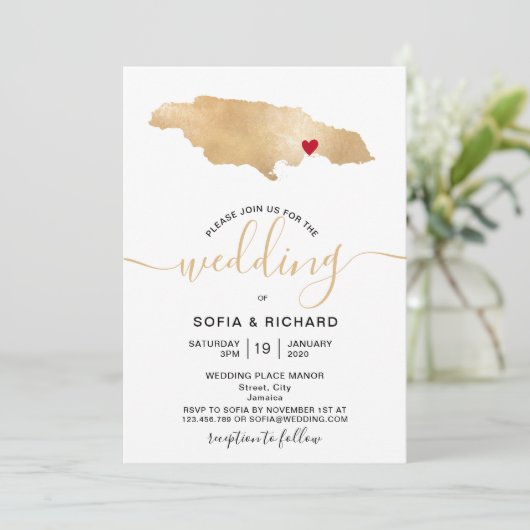 の結婚目的地ジャマイカ可動ハート 招待状 (スタンド正面)