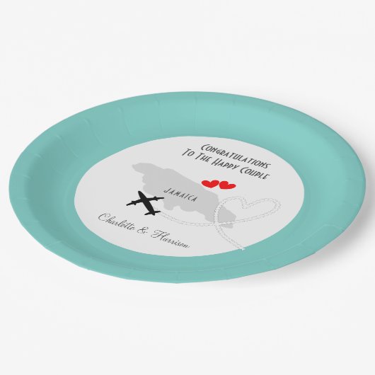 の結婚目的地ジャマパーソナライズされたリカ ペーパープレート (アングル)