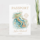 の結婚目的地パスポートイタリアの地図 招待状 (正面)