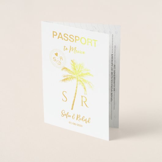 の結婚目的地パスポートメキシコパームビーチ 箔カード (正面)
