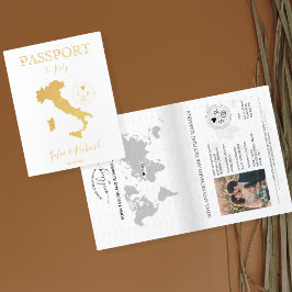 の結婚目的地パスポート世界地図イタリア 箔カード