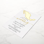 の結婚目的地メキシコゴールドフォイルハート 箔招待状 (回転した状態)