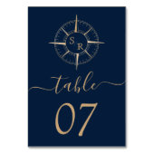 の結婚目的地世界地図コンパスモノグラム テーブルナンバー (裏面)