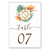 の結婚目的地世界地図コンパスモノグラム テーブルナンバー (裏面)