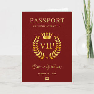 の結婚目的地Red Passport World Map VIP 招待状