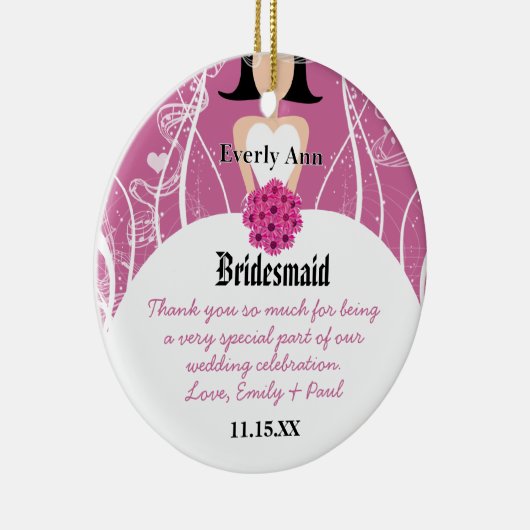 の結婚着物の花嫁の結婚クリスマス飾り セラミックオーナメント (右)