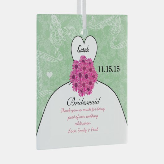 の結婚着物の花嫁結婚の女の子 – 色を選ぶ ガラスオーナメント (正面右)