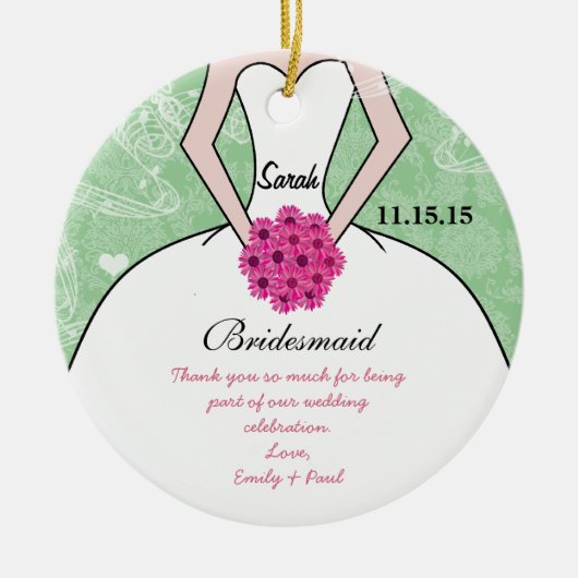 の結婚着物の花嫁結婚の女の子 – 色を選ぶ セラミックオーナメント (正面)