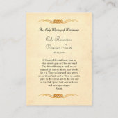 の結婚祈りの言葉カード正教会キリスト教徒 プレイスカード (裏面)