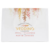 の結婚秋つる植物茶色の赤い黄色感謝していユーザ ラージペーパーバッグ (正面)