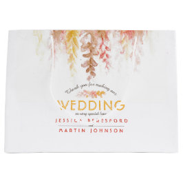 の結婚秋つる植物茶色の赤い黄色感謝していユーザ ラージペーパーバッグ