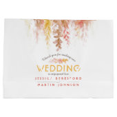 の結婚秋つる植物茶色の赤い黄色感謝していユーザ ラージペーパーバッグ (裏面)