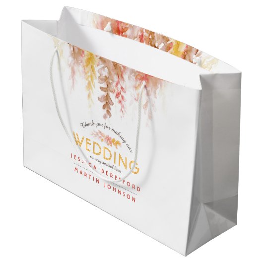 の結婚秋つる植物茶色の赤い黄色感謝していユーザ ラージペーパーバッグ (裏面アングル)