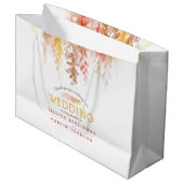 の結婚秋つる植物茶色の赤い黄色感謝していユーザ ラージペーパーバッグ (正面アングル)