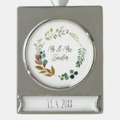 の結婚紅葉名YEAR記念に シルバープレートバナーオーナメント (正面)