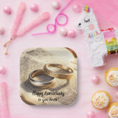 の結婚紙または記念日のパーソナライズされたプレート ペーパープレート (パーティー)