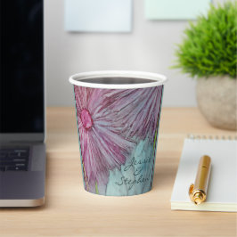 の結婚紙カップターコイズとピンクス花 紙コップ